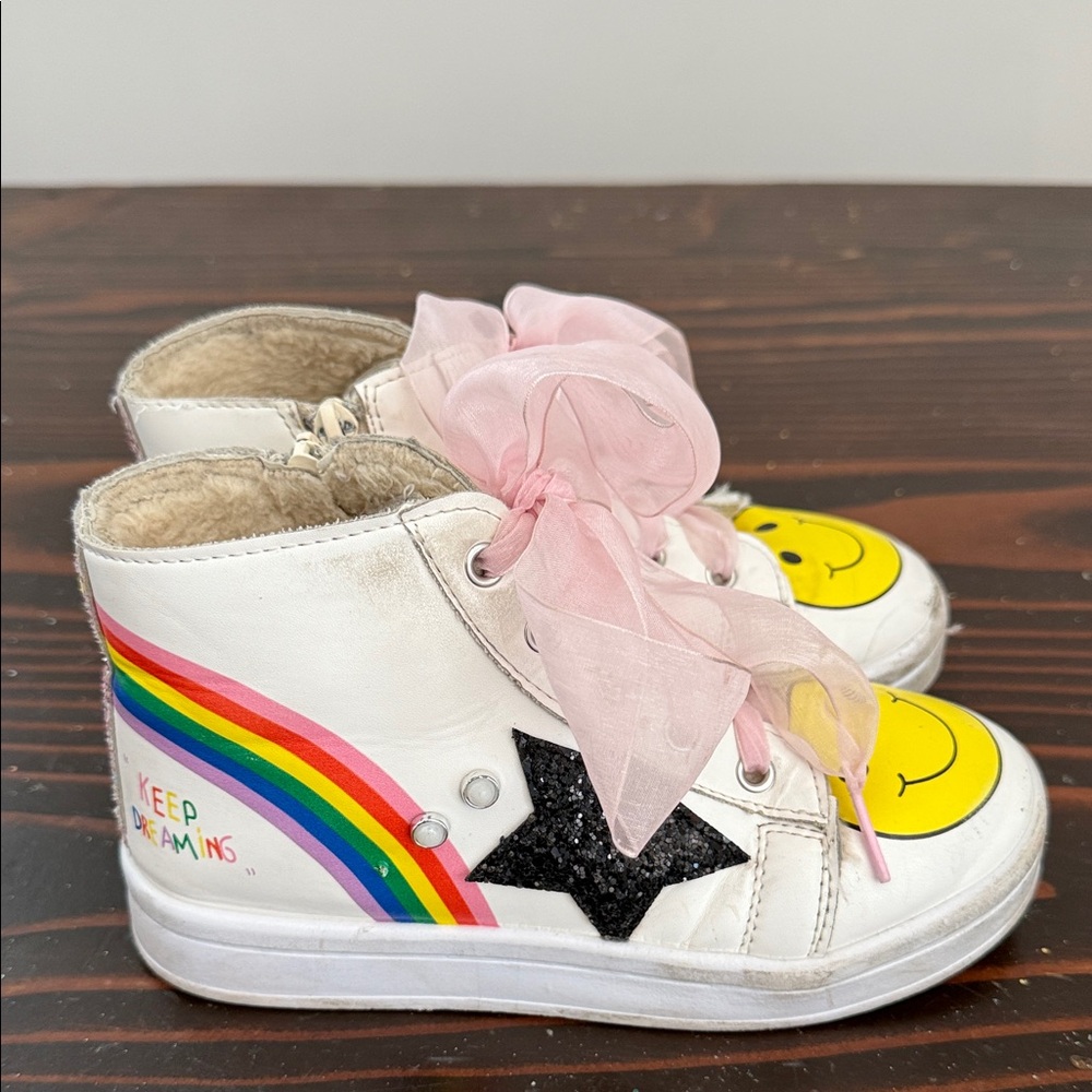 Lola & the Boys Rainbow Smiley High Top Sneaker🌈 size 1